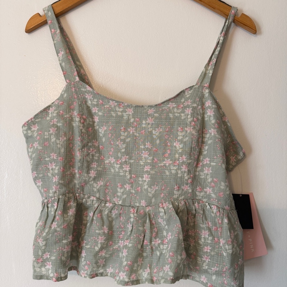 NWT celebrity pink camisole baby doll top women L floral
